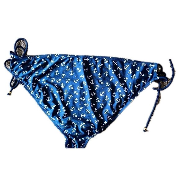 Lane Bryant Cacique String Bikini Swim Bottom Sz 28 Navy  Anchor Novelty Print - Picture 2 of 6